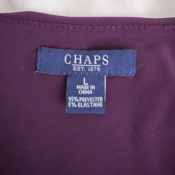 Chaps Women's Deep Purple Dress Front Twist Detail 3/4 length sleeve Size Large - Picture 4 of 8